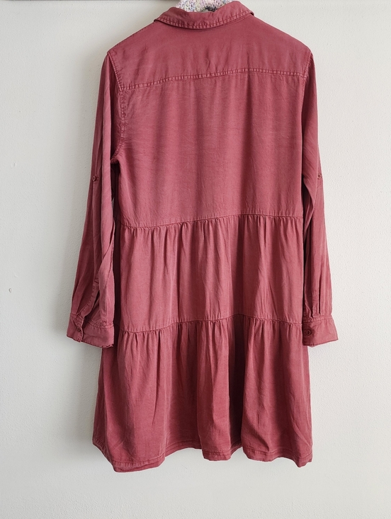 Velvet Heart Bree Red Clay Tencel Tiered Button Front Shirt Dress Large - Picture 9 of 12